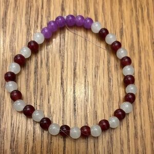 Hand made Elegant Purple and White Beaded Bracelet